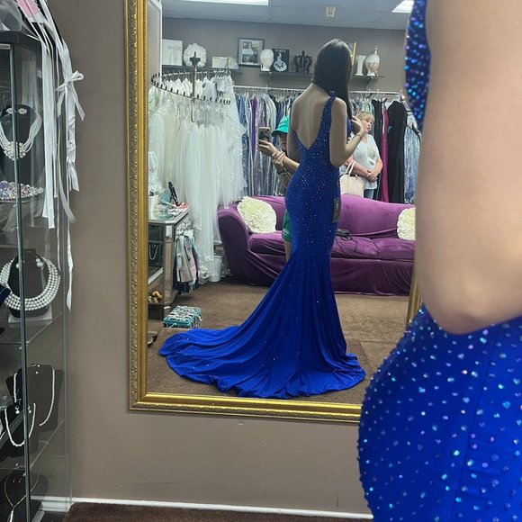 Johnathan Kayne 9213 Royal Blue Prom Dress - Picture 6 of 7